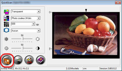 Bouton de numérisation de QuickScan